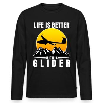 Segelflug Glider Segelflugzeug - Männer Premium Bio Langarmshirt - Schwarz - Vorne - Nico (187cm)