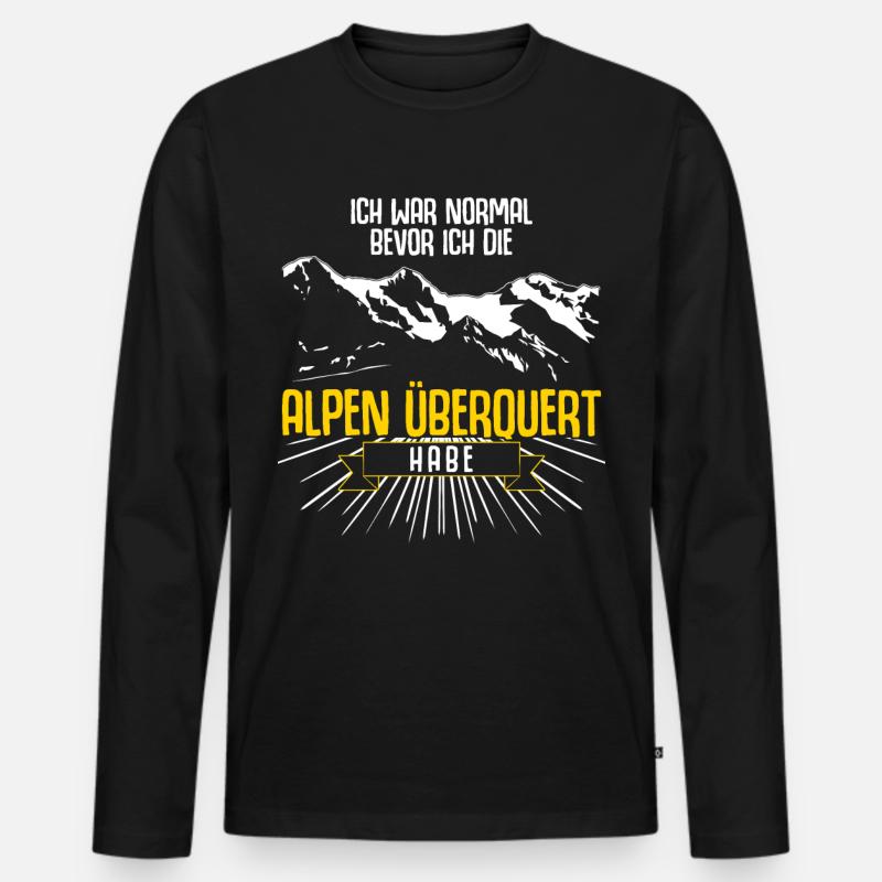 Alpenüberquerung Alpenüberquerer Alpen - Männer Premium Bio Langarmshirt - Schwarz