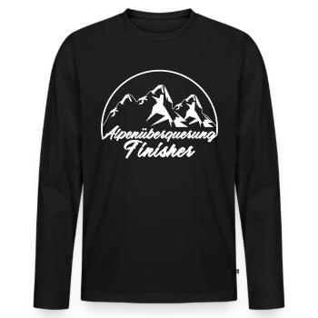 Alpenüberquerung Finisher Alpen - Männer Premium Bio Langarmshirt - Schwarz - Vorne - Nico (187cm)