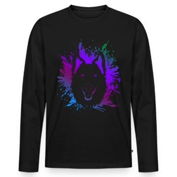 White Shepherd - Men's Premium Organic Long Sleeve Shirt - black - Front - Nico (187cm)