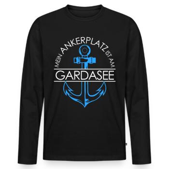 Gardasee - Männer Premium Bio Langarmshirt - Schwarz - Vorne - Nico (187cm)