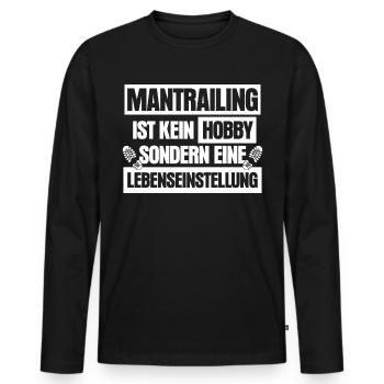 Mantrailing - Männer Premium Bio Langarmshirt - Schwarz - Vorne - Nico (187cm)