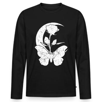 Motten Lune Rose Motte - T-shirt manches longues Premium bio Homme - noir - Devant - Nico (187cm)