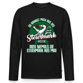 Österreich Steirer Steiermark - Männer Premium Bio Langarmshirt - Schwarz - Vorne - Nico (187cm)