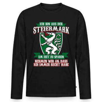 Steiermark Steirer Österreich - Männer Premium Bio Langarmshirt - Schwarz - Vorne - Nico (187cm)