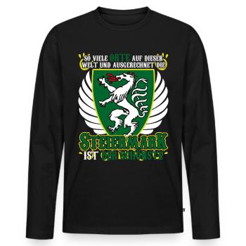 Steiermark Urlaub Österreich Steirer - Männer Premium Bio Langarmshirt - Schwarz - Vorne - Nico (187cm)