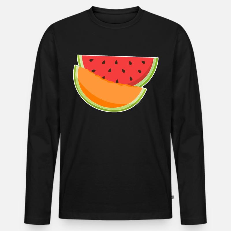 Wassermelone Melone Watermelons - Männer Premium Bio Langarmshirt - Schwarz