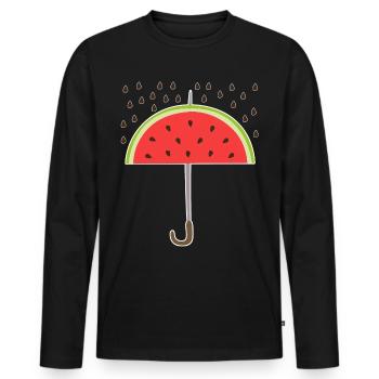 Pastèque Parapluie Melons - T-shirt manches longues Premium bio Homme - noir - Devant - Nico (187cm)