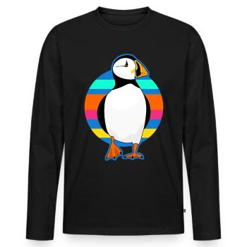 Puffin rétro perroquet - T-shirt manches longues Premium bio Homme - noir - Devant - Nico (187cm)