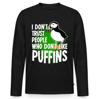 Puffin Rengaine de perroquet - T-shirt manches longues Premium bio Homme - noir - Devant - Nico (187cm)