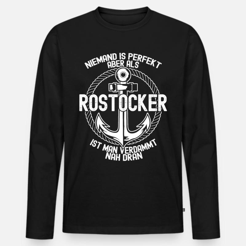 Rostock Rostocker - Männer Premium Bio Langarmshirt - Schwarz