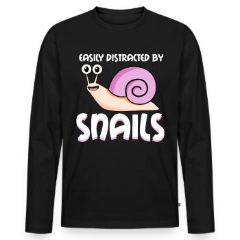 Escargots Disant Escargots Escargot - T-shirt manches longues Premium bio Homme - noir - Devant - Nico (187cm)