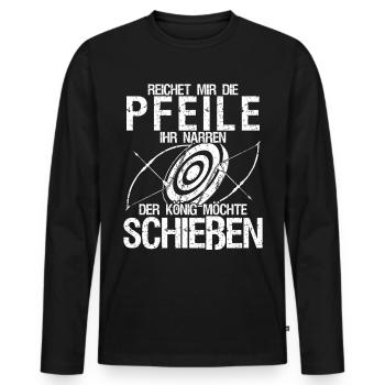 Recurvebogen Langbogen Bogenschießen - Männer Premium Bio Langarmshirt - Schwarz - Vorne - Nico (187cm)