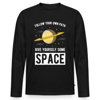 Espace saturn planète étoile espace galaxie tous - T-shirt manches longues Premium bio Homme - noir - Devant - Nico (187cm)