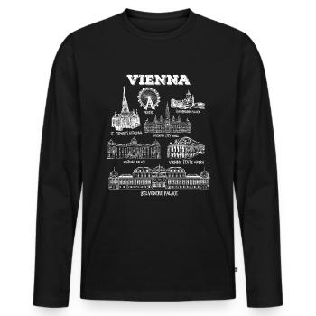 Vienna attractions - Men's Premium Organic Long Sleeve Shirt - black - Front - Nico (187cm)
