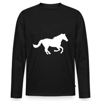 cheval - T-shirt manches longues Premium bio Homme - noir - Devant - Nico (187cm)