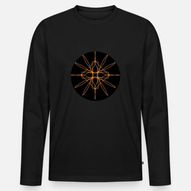 Goa Trance Muster - Männer Premium Bio Langarmshirt - Schwarz