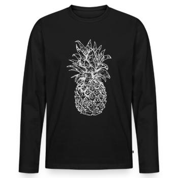 pineapple - Men's Premium Organic Long Sleeve Shirt - black - Front - Nico (187cm)