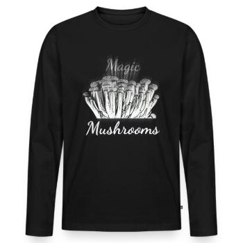Magische Pilze - Männer Premium Bio Langarmshirt - Schwarz - Vorne - Nico (187cm)