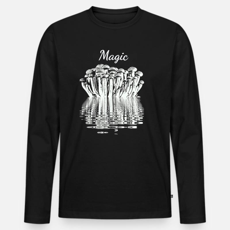 Magische Pilze - Männer Premium Bio Langarmshirt - Schwarz