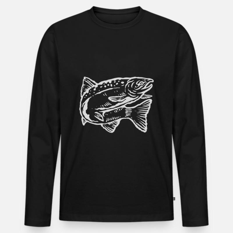 Angeln - Männer Premium Bio Langarmshirt - Schwarz