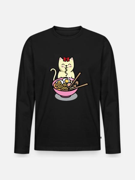 Sweet eating cat - Men's Premium Organic Long Sleeve Shirt - black