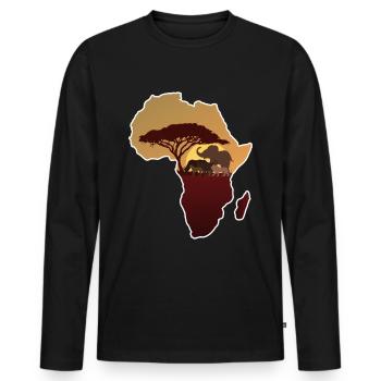 Africa - Men's Premium Organic Long Sleeve Shirt - black - Front - Nico (187cm)