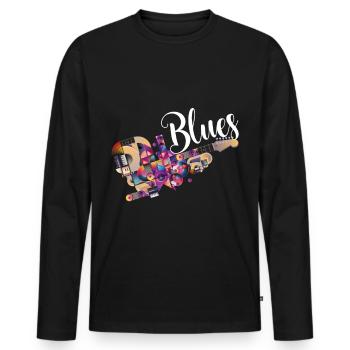 guitare blues - T-shirt manches longues Premium bio Homme - noir - Devant - Nico (187cm)