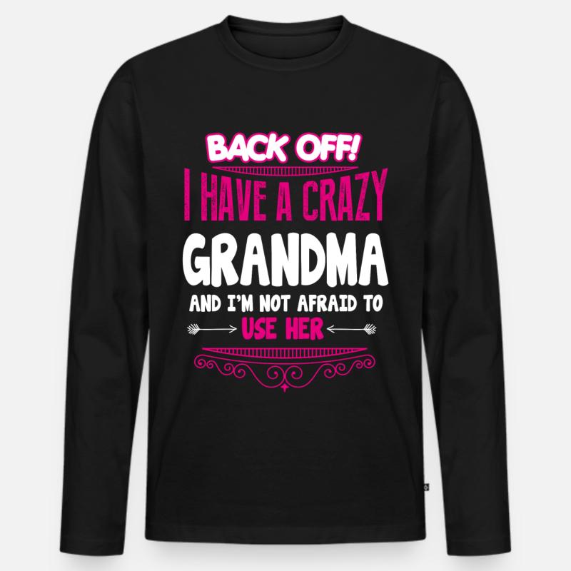 verrückte Oma - Männer Premium Bio Langarmshirt - Schwarz