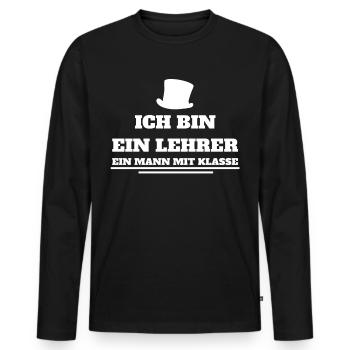 professeur - T-shirt manches longues Premium bio Homme - noir - Devant - Nico (187cm)