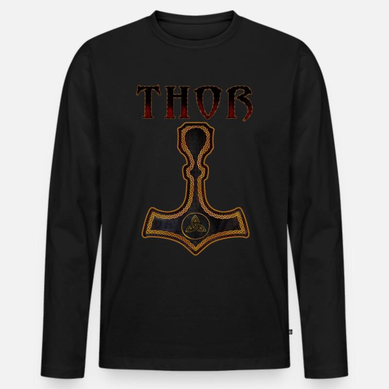 Mjölnir Thor - Männer Premium Bio Langarmshirt - Schwarz