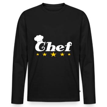 Chefkoch - Männer Premium Bio Langarmshirt - Schwarz - Vorne - Nico (187cm)