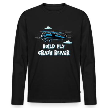 Construire un avion modèle - T-shirt manches longues Premium bio Homme - noir - Devant - Nico (187cm)
