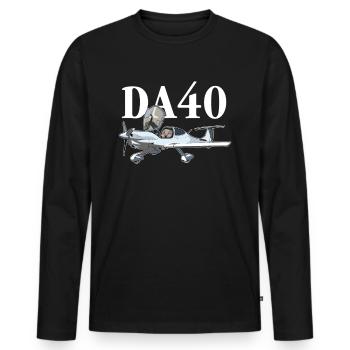 Flugzeug DA40 - Männer Premium Bio Langarmshirt - Schwarz - Vorne - Nico (187cm)