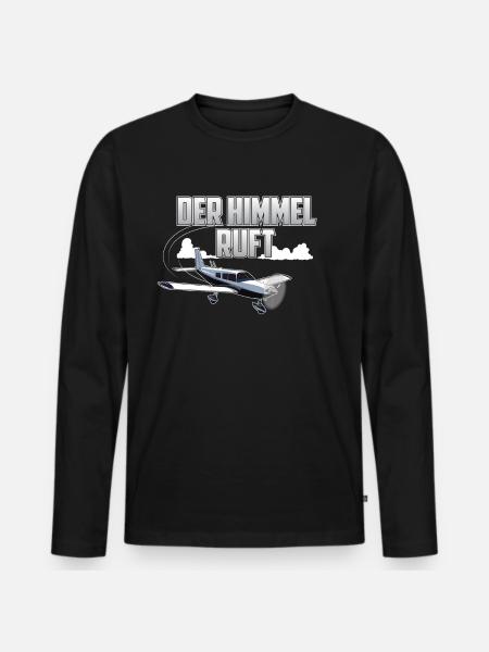 Der Himmel ruft - Männer Premium Bio Langarmshirt - Schwarz