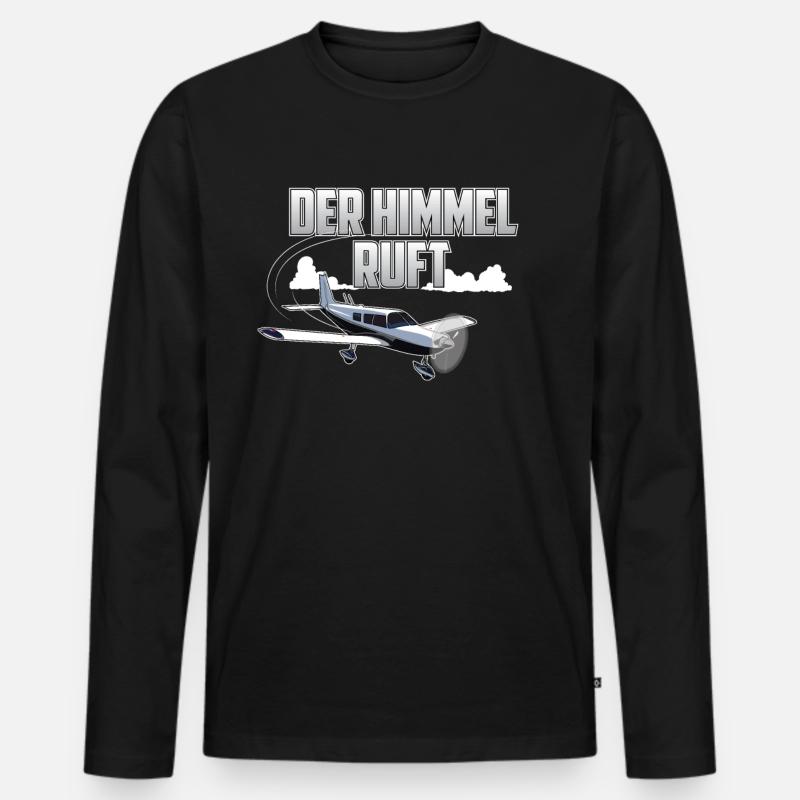 Der Himmel ruft - Männer Premium Bio Langarmshirt - Schwarz