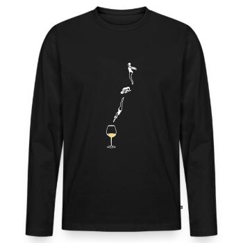 Un saut dans le vin Glass Diving Lady - T-shirt manches longues Premium bio Homme - noir - Devant - Nico (187cm)