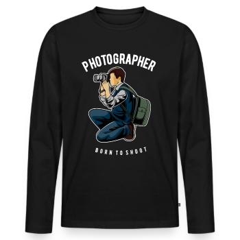 Photographe né pour photographier Photographe - T-shirt manches longues Premium bio Homme - noir - Devant - Nico (187cm)