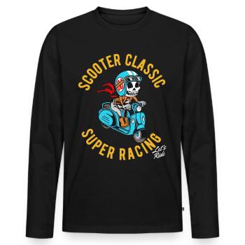 Squelette classique de scooters - T-shirt manches longues Premium bio Homme - noir - Devant - Nico (187cm)