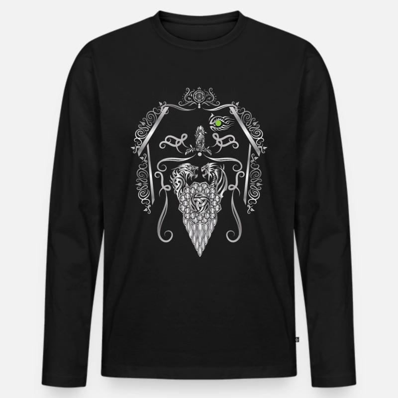 Wikinger Odin Thor - Männer Premium Bio Langarmshirt - Schwarz