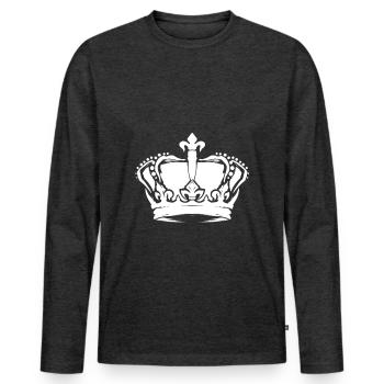 Couronne - T-shirt manches longues Premium bio Homme - anthracite chiné - Devant - Nico (187cm)