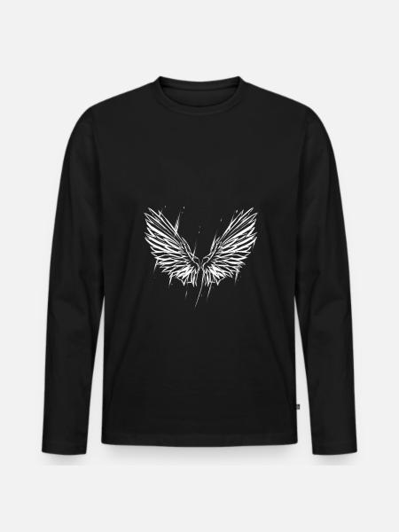 Angel Wings - Men's Premium Organic Long Sleeve Shirt - black