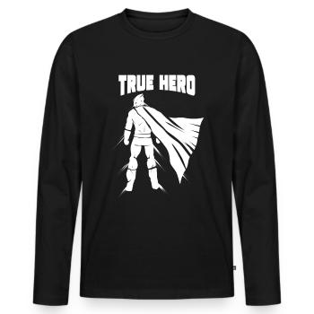 Held - Männer Premium Bio Langarmshirt - Schwarz - Vorne - Nico (187cm)