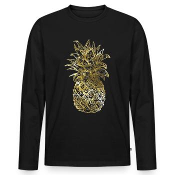 Ananas - Männer Premium Bio Langarmshirt - Schwarz - Vorne - Nico (187cm)