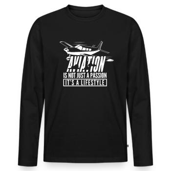 Luftfahrt - Aviation its A Lifestyle - Männer Premium Bio Langarmshirt - Schwarz - Vorne - Nico (187cm)