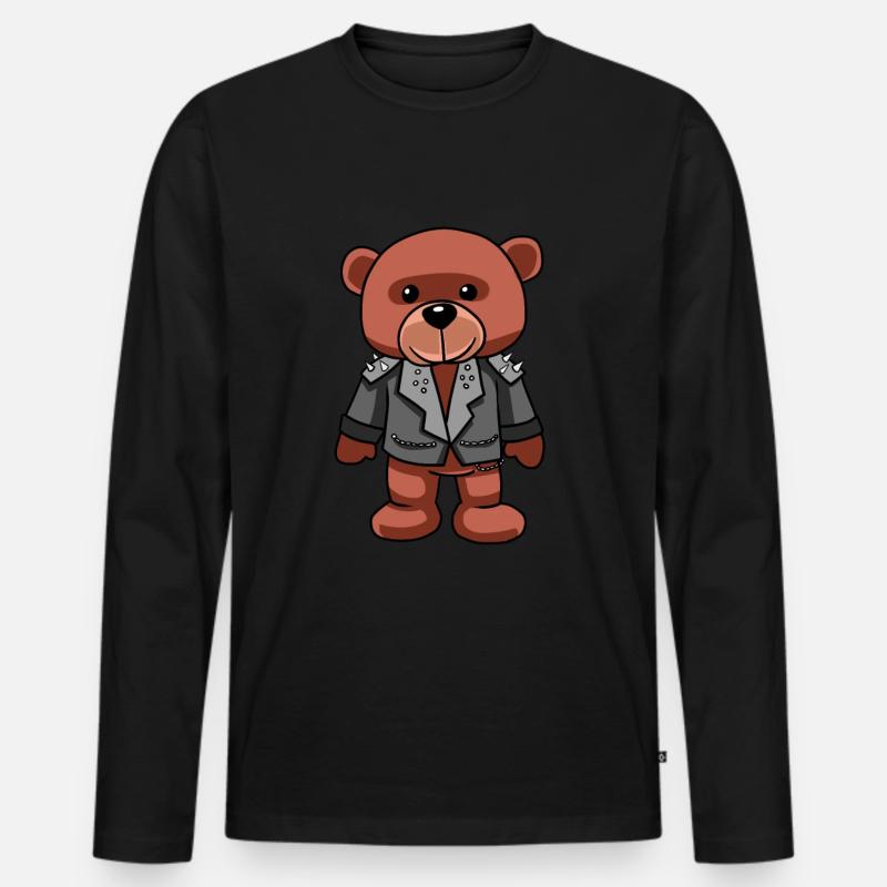 Teddy Punk - Männer Premium Bio Langarmshirt - Schwarz