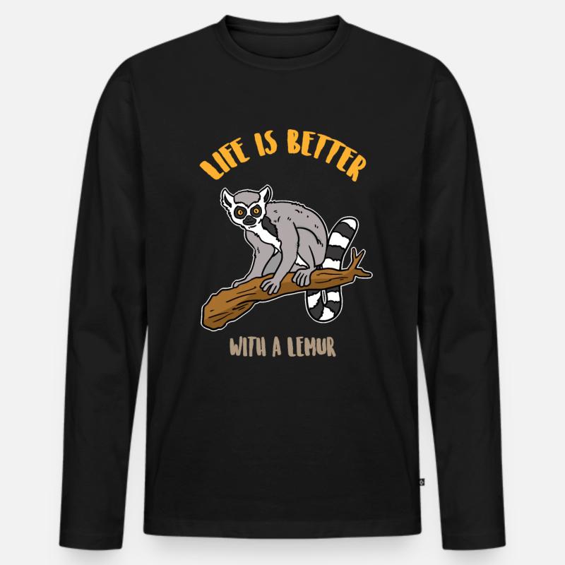 Lemur - Männer Premium Bio Langarmshirt - Schwarz