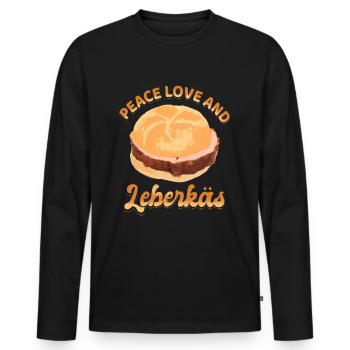 Peace Love et Leberkäs - T-shirt manches longues Premium bio Homme - noir - Devant - Nico (187cm)