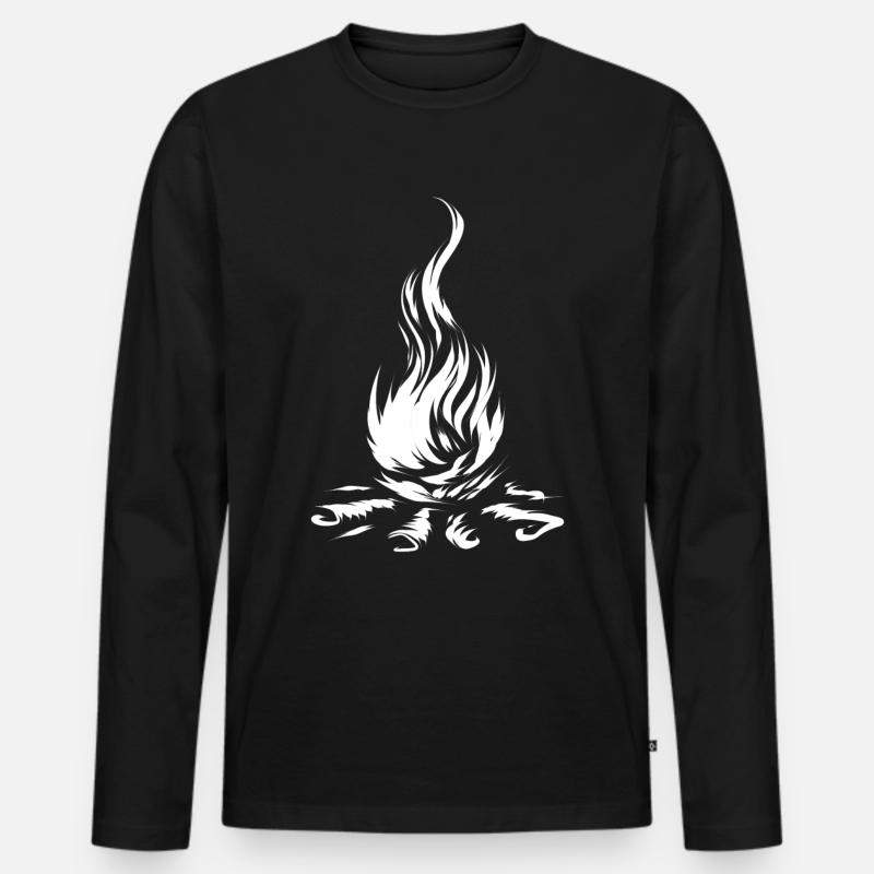 Lagerfeuer - Männer Premium Bio Langarmshirt - Schwarz