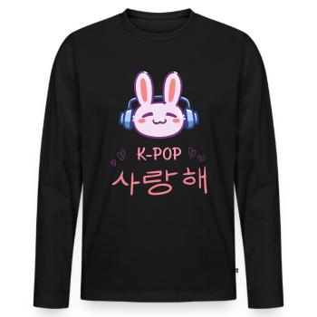 süßer K-Pop Hase - Kpop Music Geschenkidee - Männer Premium Bio Langarmshirt - Schwarz - Vorne - Nico (187cm)